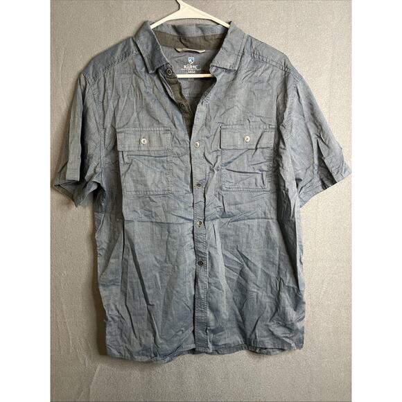 Kuhl Thrive Shirt Mens Large Blue Short Sleeve Button Up Solid Hiking 7462‎ - Picture 1 of 8